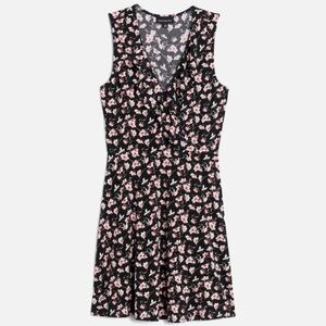Fortune + Ivy Floral Sleeveless Knit Dress Black Pink Medium